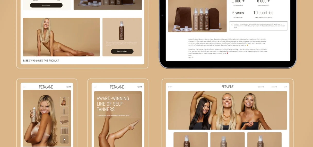 Comprehensive Shopify e-commerce solution for PetaJane, featuring product filters, detailed pages, and smooth navigation by Split Development.