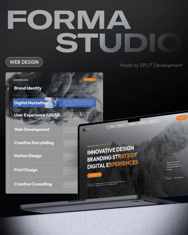 ✨ Forma Studio — new case by SPLIT Development!
We created a sleek, modern, and deeply thought-out design for a studio that unites branding, digital marketing, and UX/UI under one roof.

🔸 Clear and structured layout
🔸 Visual identity that strengthens the brand
🔸 Desktop & mobile experiences focused on usability

We don’t just design websites — we transform brand visions into digital experiences.

💡 Want your business to look professional, attract attention, and build trust?
👉 @splitdevelopment — let’s create your next-level website.

Full case on Behance — link in bio 🔗

#WebDesign #UIDesign #UXDesign #DigitalBranding #SplitDevelopment #DesignCase